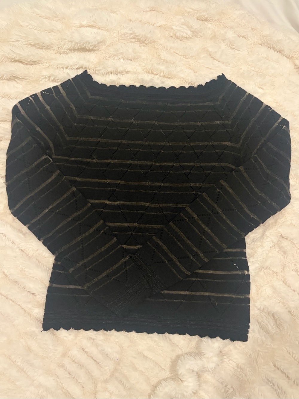 Gianfranco Ferre Black Striped Off-the-Shoulder Knit Sweater